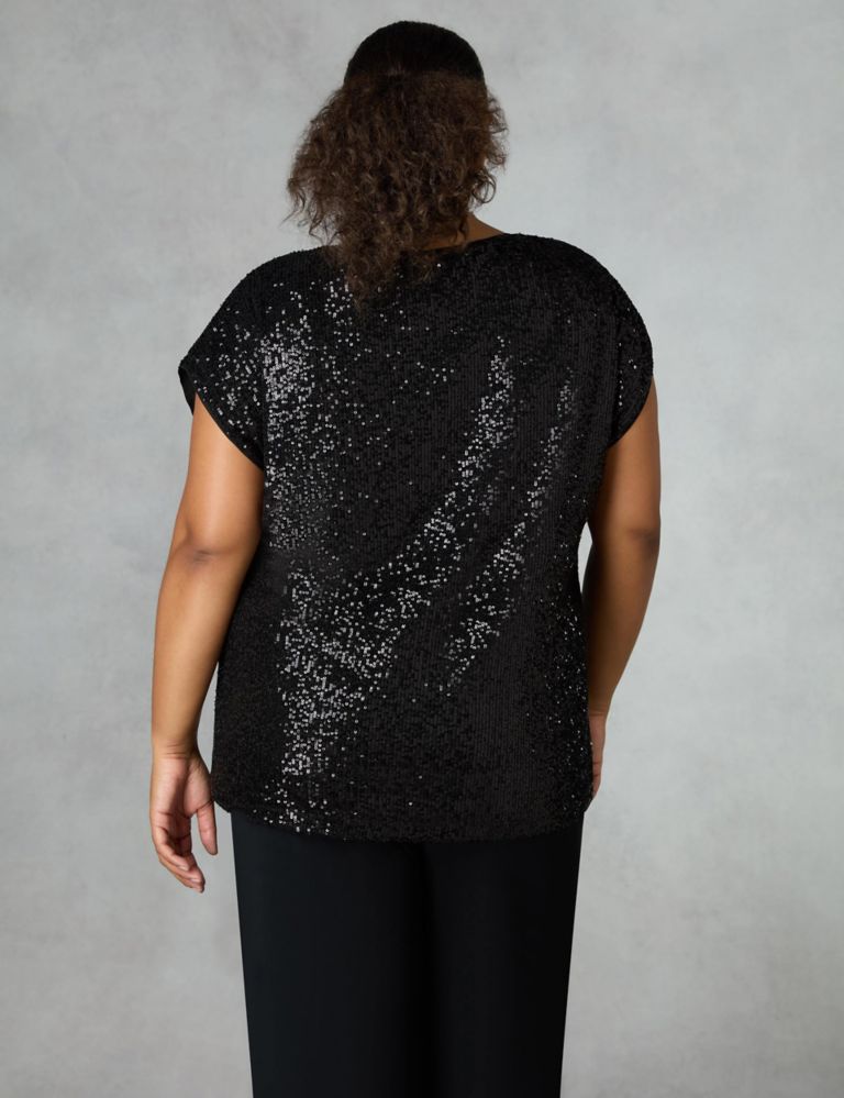 Sequin V-Neck Relaxed T-Shirt 4 of 5