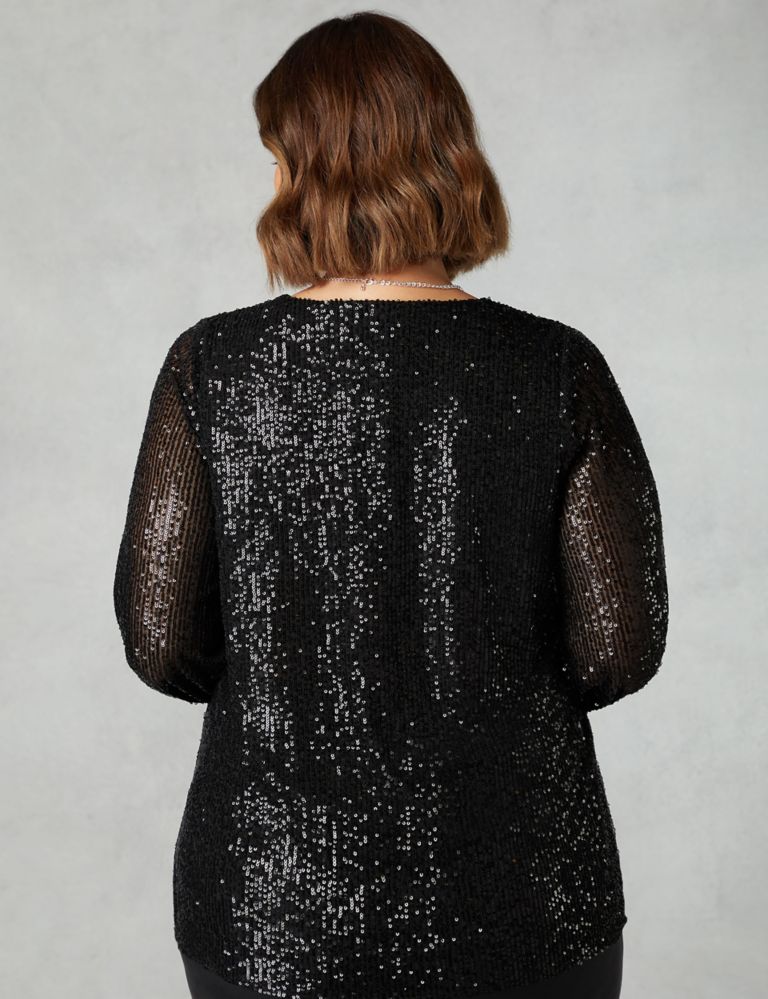 Sequin V-Neck Relaxed Top 4 of 4