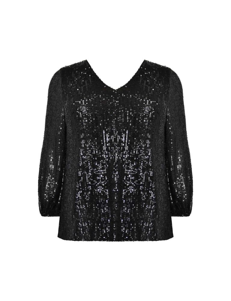 Sequin V-Neck Relaxed Top 2 of 4