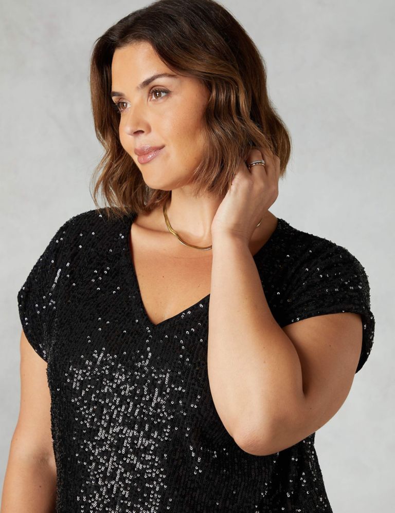 Sequin V-Neck Relaxed Tunic 3 of 4