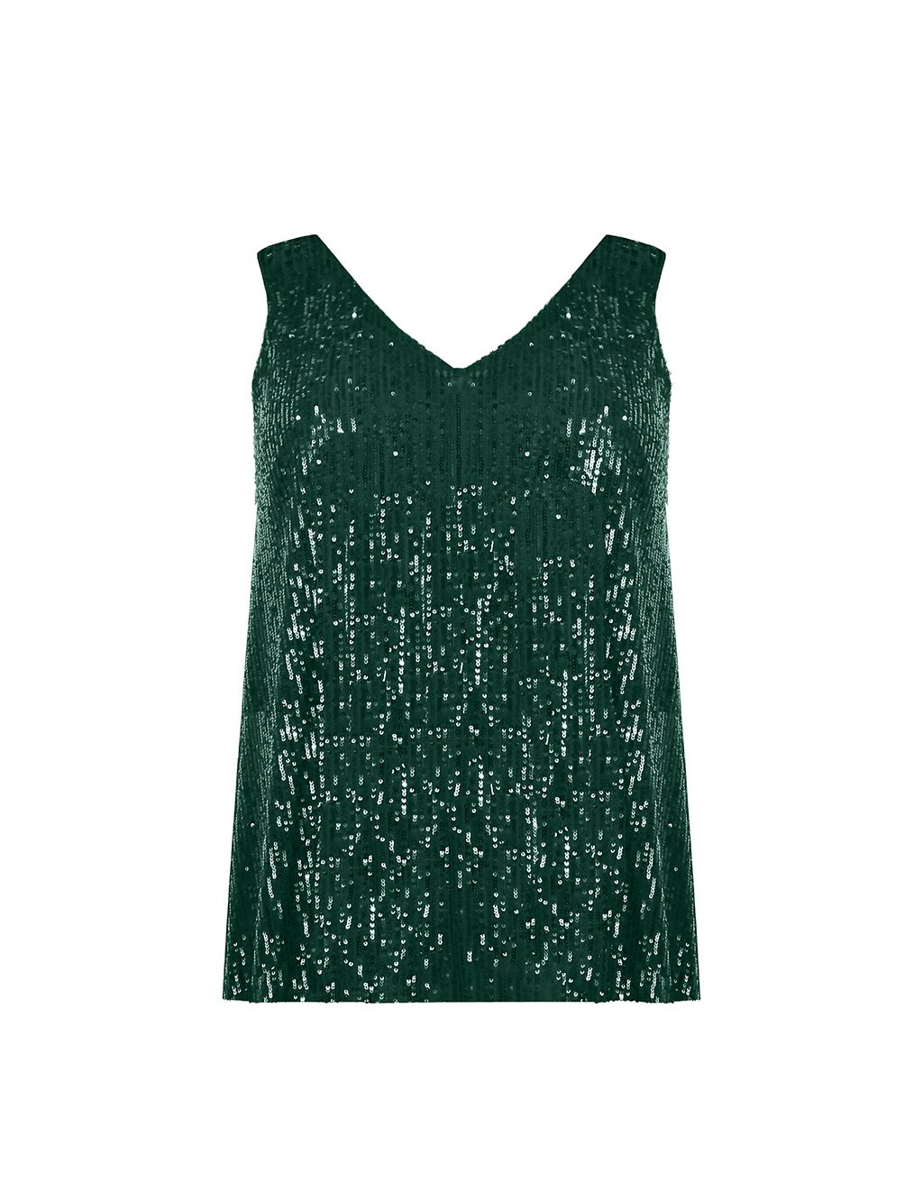 Sequin V-Neck Relaxed Vest Top 1 of 3