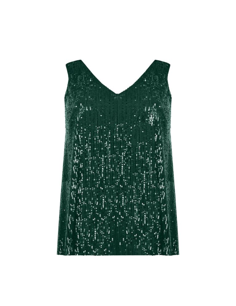 Sequin V-Neck Relaxed Vest Top 2 of 3