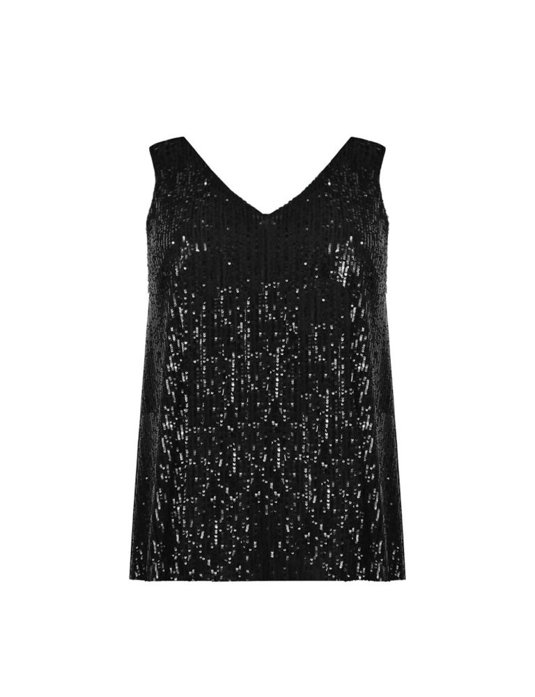 Sequin V-Neck Relaxed Vest Top 2 of 4