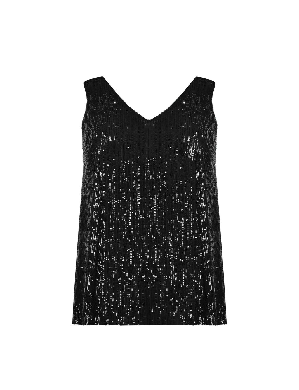 Sequin V-Neck Relaxed Vest Top | Live Unlimited London | M&S