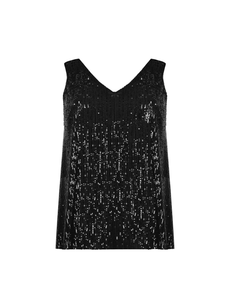 Sequin V-Neck Relaxed Vest Top 2 of 4