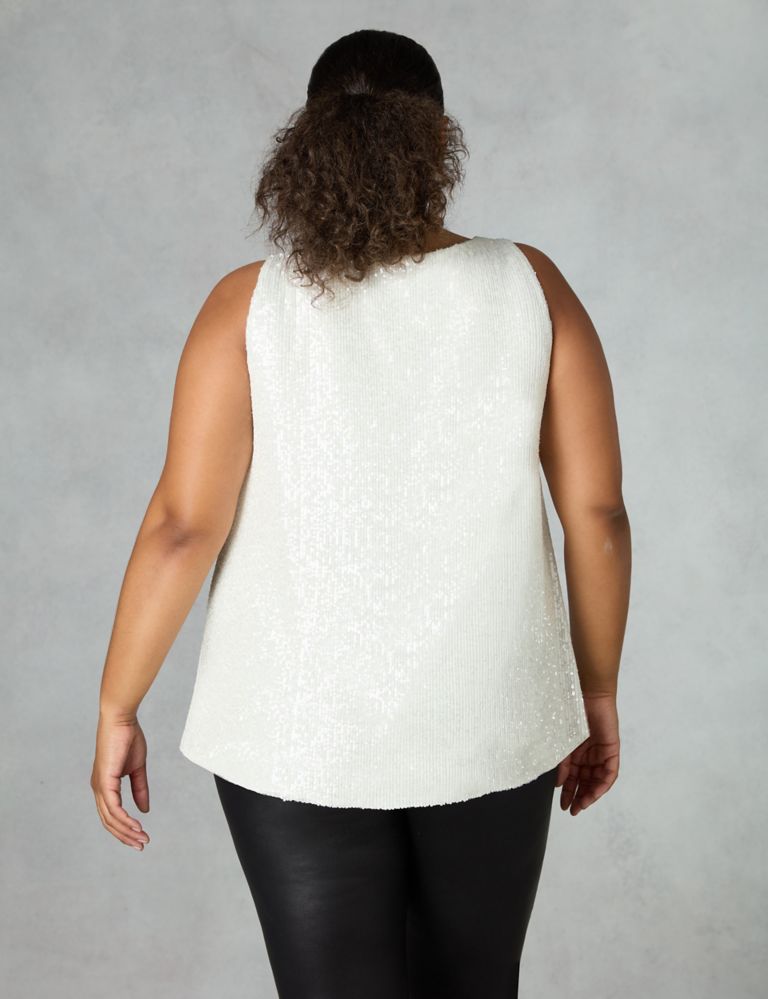 Sequin V-Neck Relaxed Vest Top 4 of 4