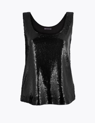 black sparkly vest tops uk