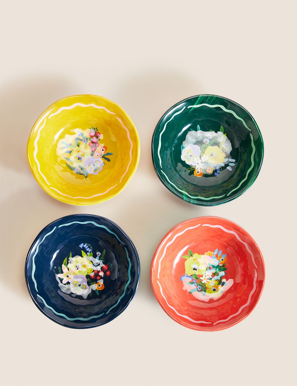 Set Of 4 Expressive Floral Picnic Cereal Bowls 2 of 7