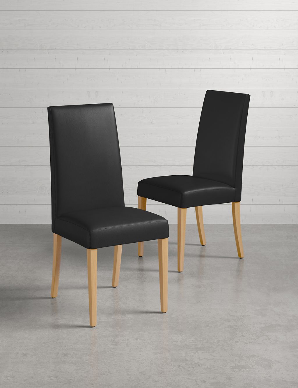 Set of 2 Alton Black Leather Dining Chair 1 of 6