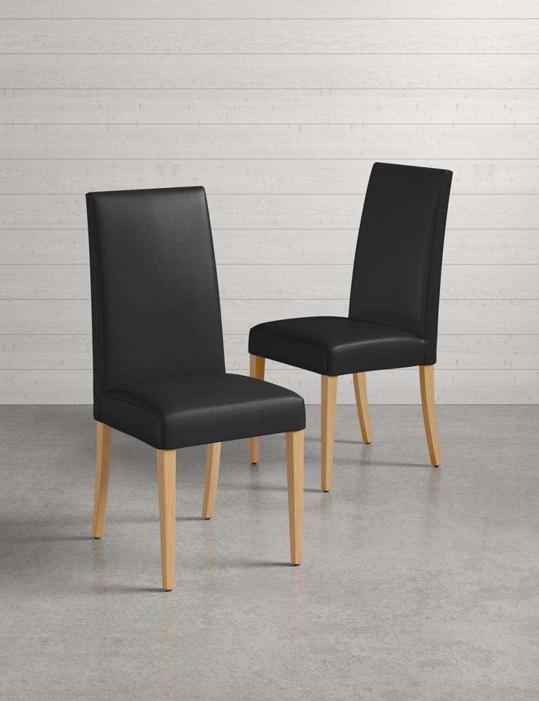 Set of 2 Alton Black Leather Dining Chair 2 of 6