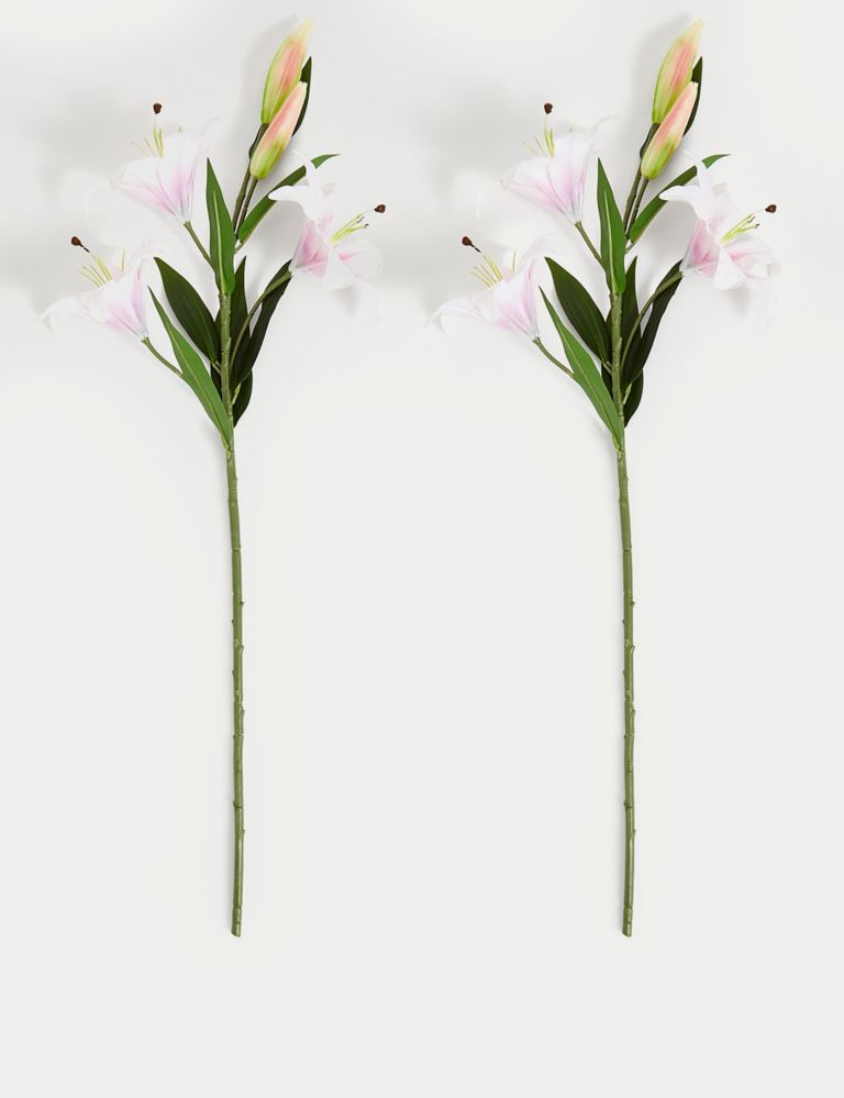 Set of 2 Artificial Large Stargazer Lilies 1 of 5