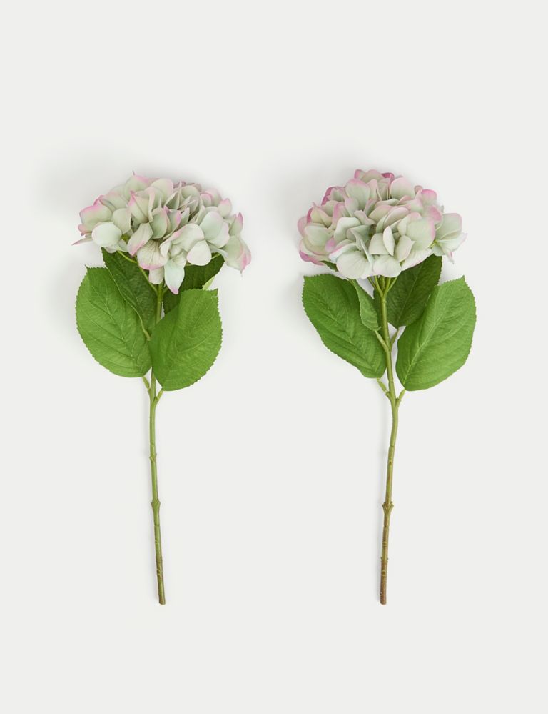 Set of 2 Artificial Real Touch Hydrangea Stems 1 of 6