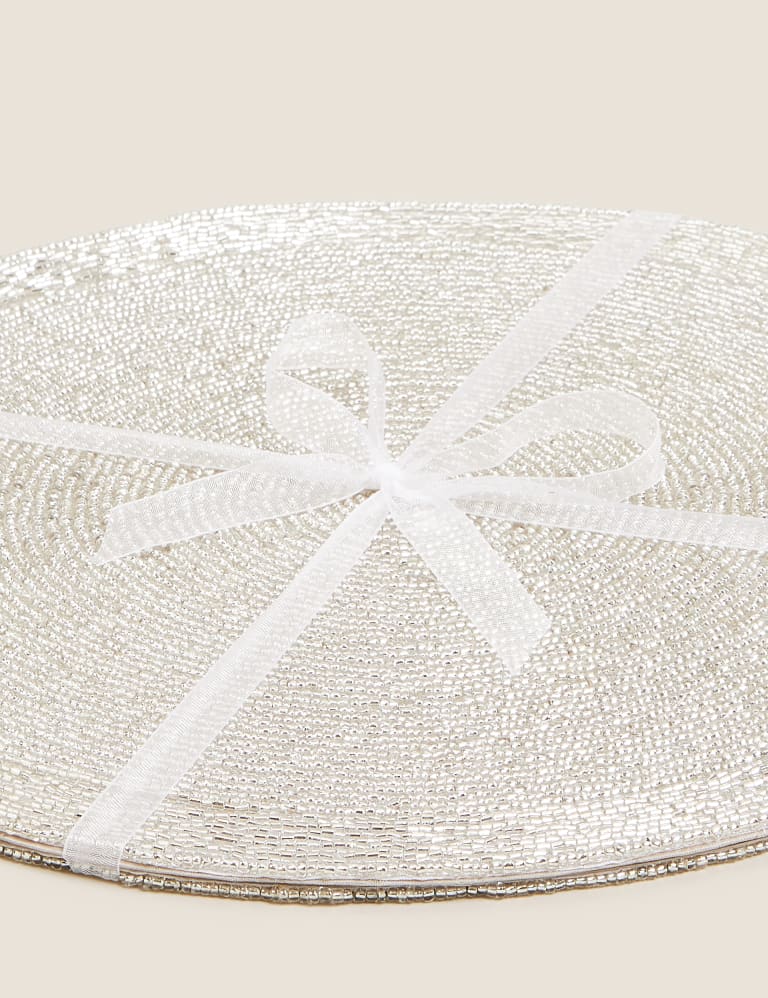 Silver beaded table mats sale