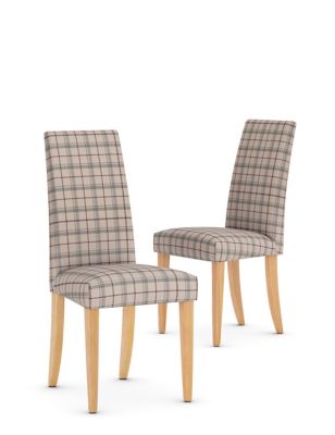 Set of 2 Checked Fabric Dining Chairs Image 2 of 7