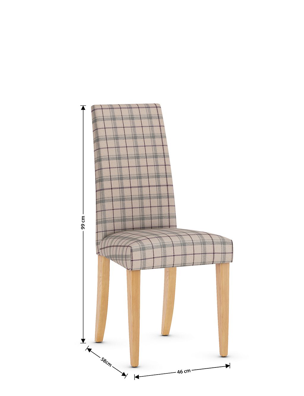 Set of 2 Checked Fabric Dining Chairs 4 of 7