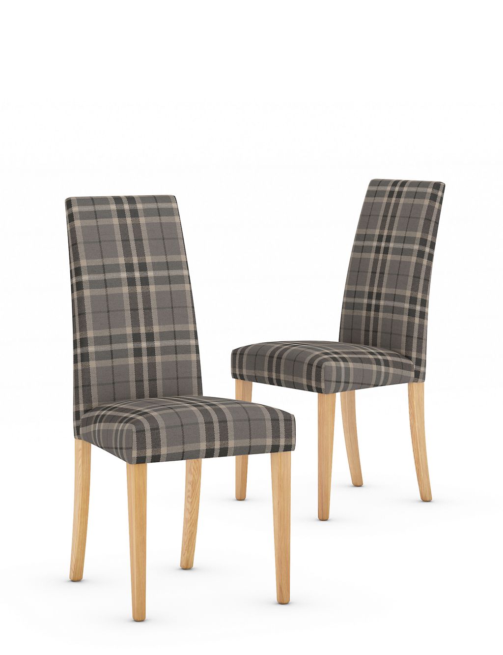 Set of 2 Checked Fabric Dining Chairs 3 of 7