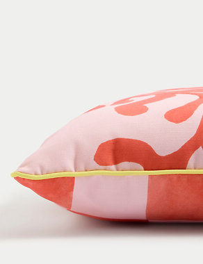Set of 2 Coral & Checked Outdoor Cushions Image 2 of 8