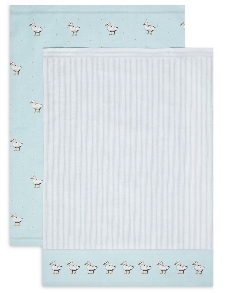 Set of 2 Core Print Duck Tea Towels 1 of 3