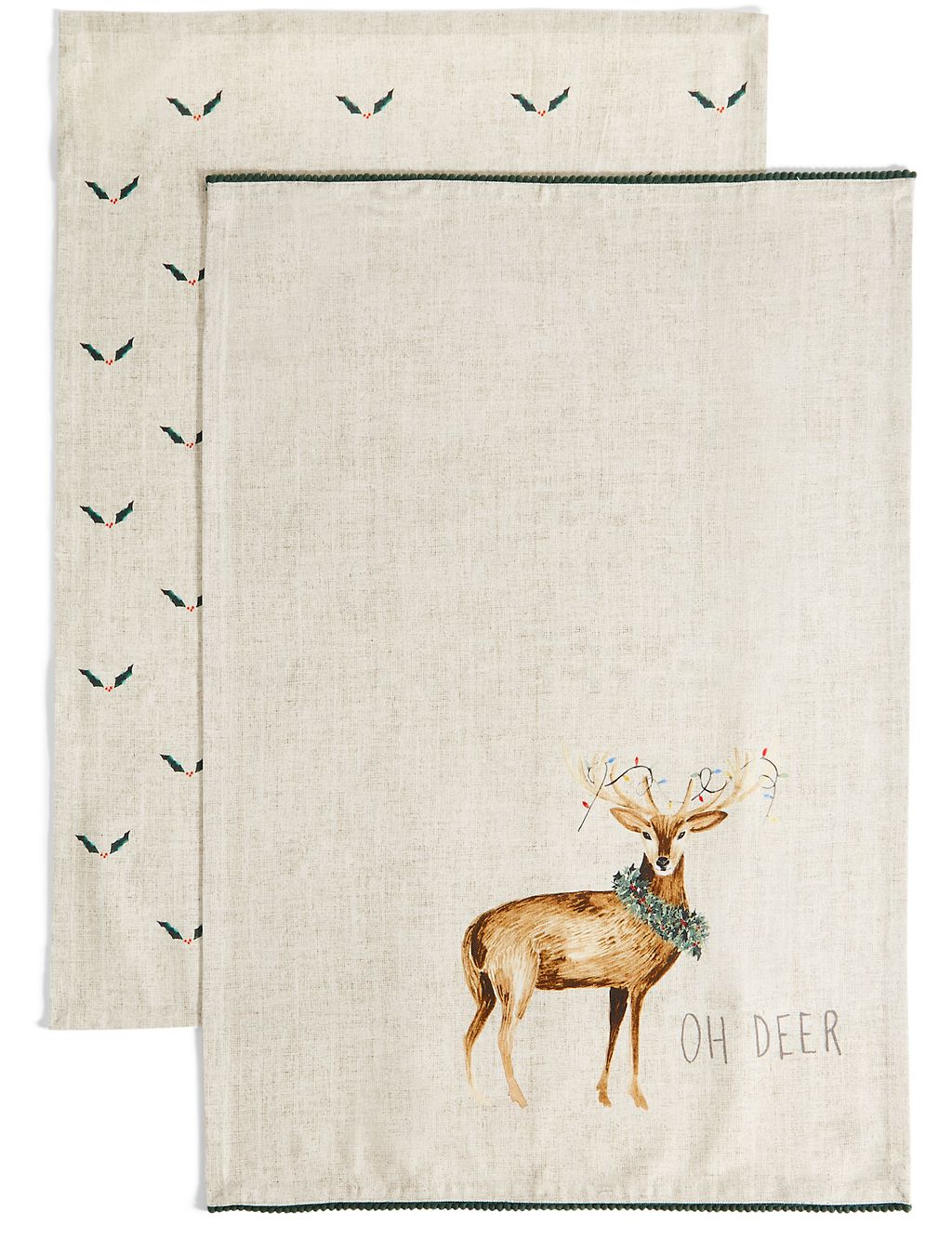 Set of 2 Deer Print Tea Towels 1 of 4