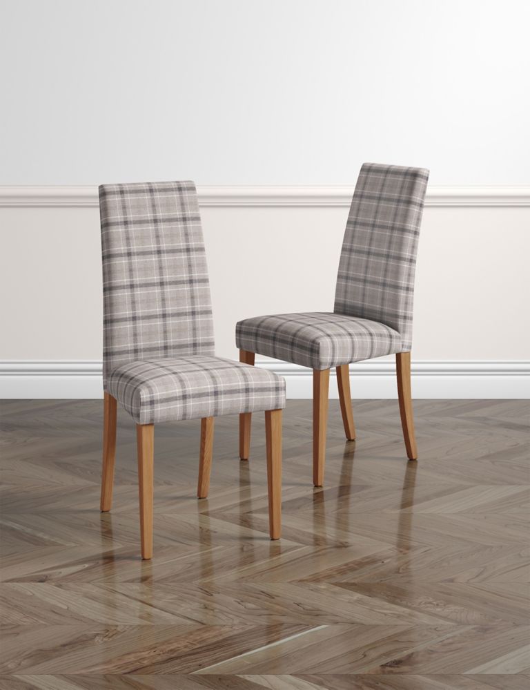 Set of 2 Denford Checked Grey Mix Dining Chairs 2 of 8