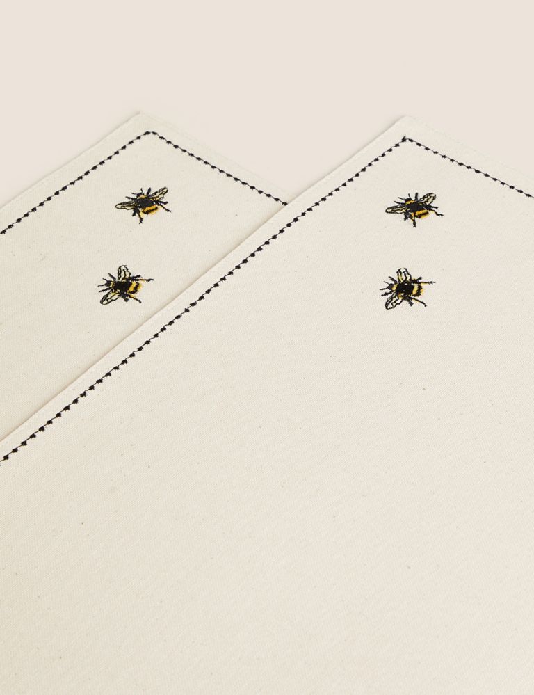 Set of 2 Embroidered Bee Cotton Placemats 3 of 3