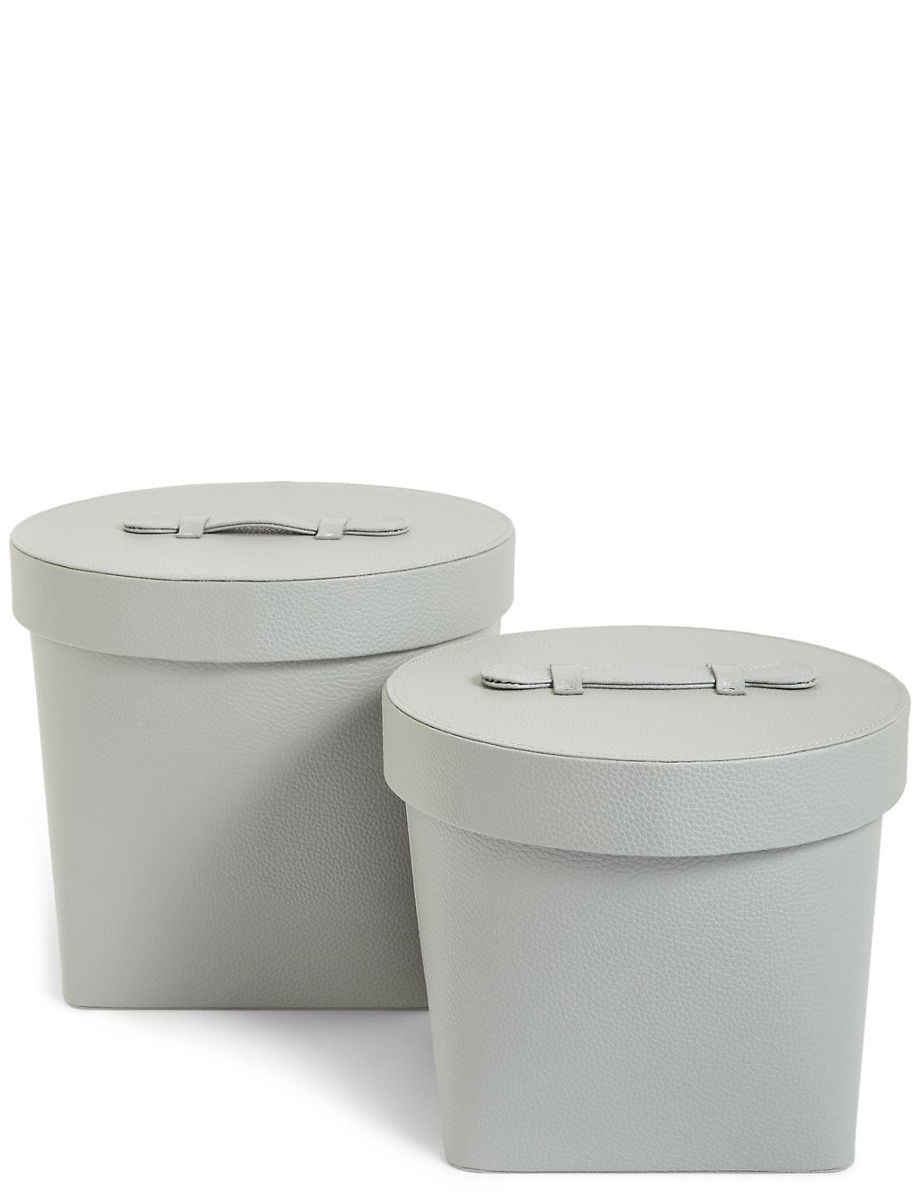 Set of 2 Faux Leather Storage Boxes 3 of 4