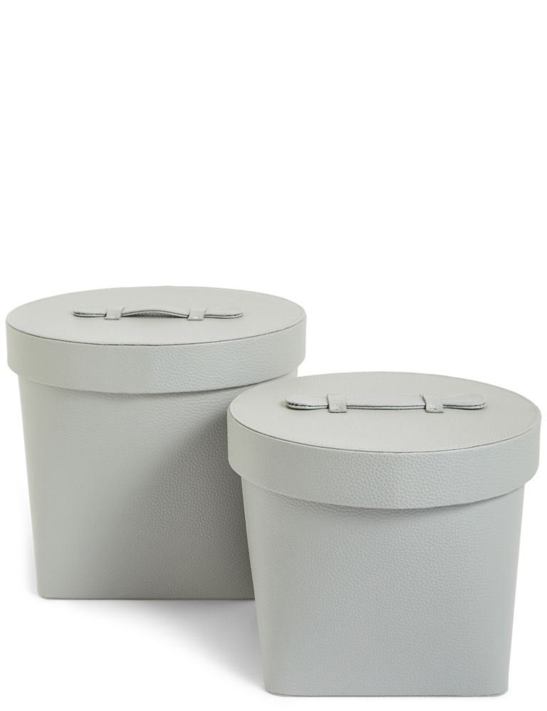 Set of 2 Faux Leather Storage Boxes 1 of 4