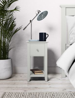 Set Of 2 Hastings Small Bedside Tables, Small Narrow Side Table White