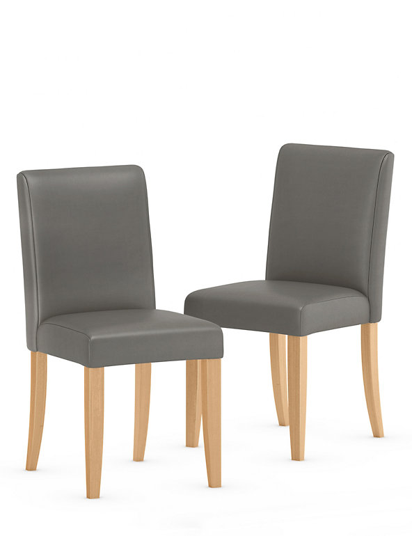 2 Milton Faux Leather Dining Chairs M S, Grey Faux Leather Dining Chairs With Oak Legs