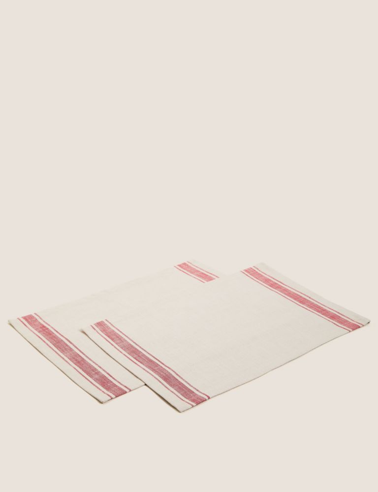 Set of 2 Pure Cotton Striped Placemats 1 of 3