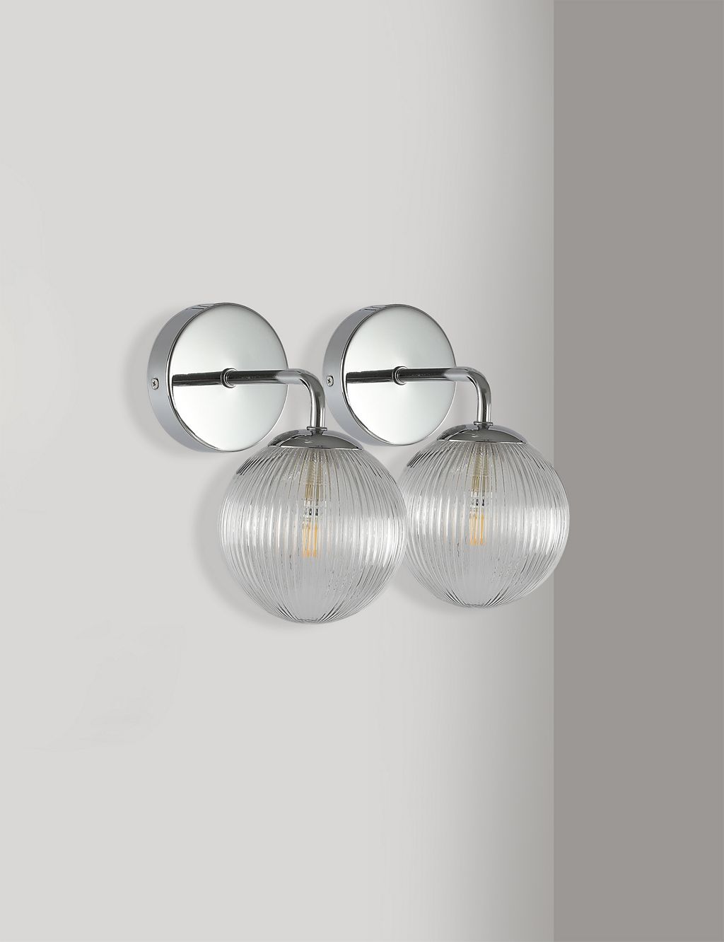 Set of 2 Ribbed Globe Wall Lights | M&S
