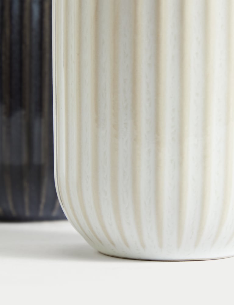 Set of 2 Ribbed Storage Jars with Spoons M S Collection M S