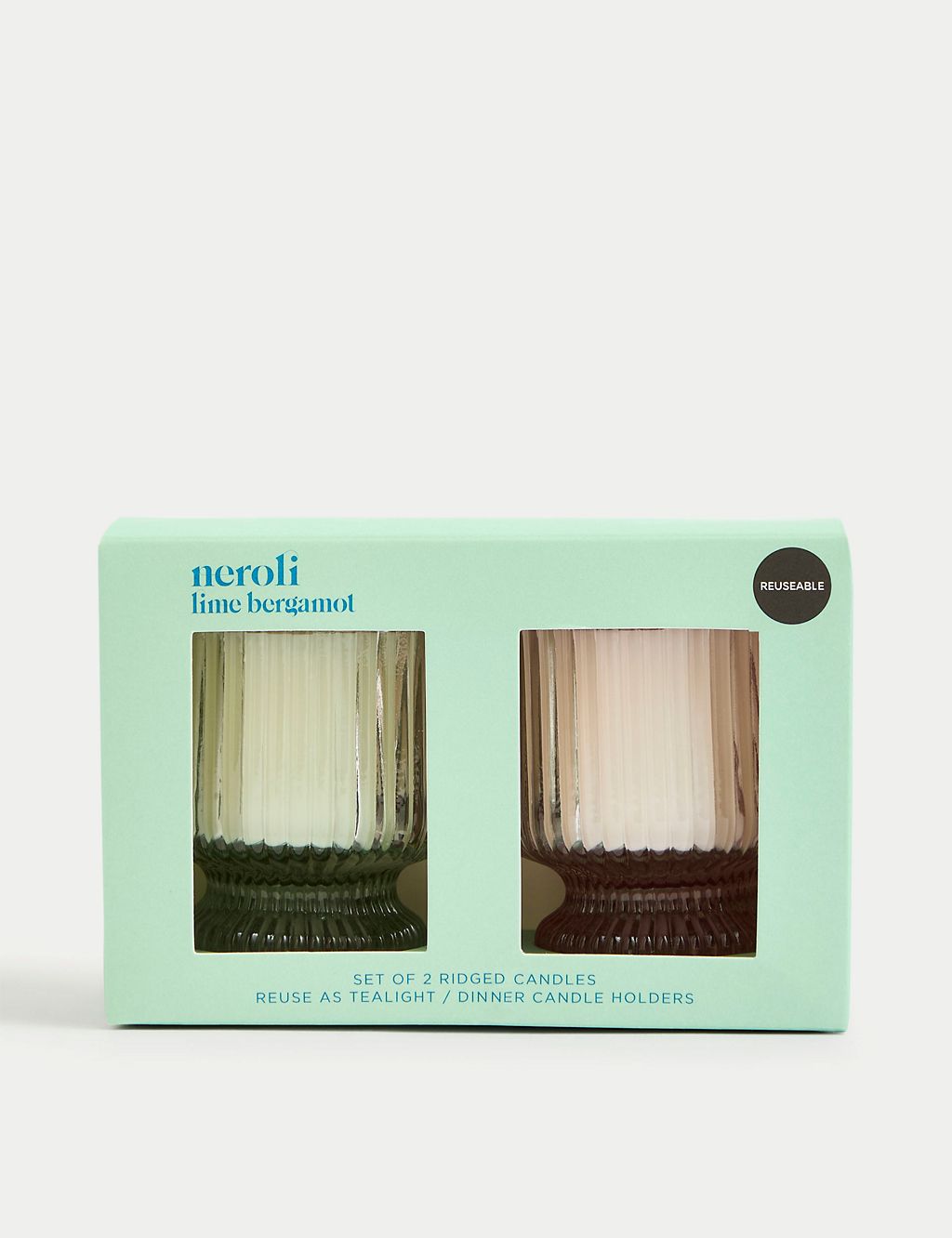 Set of 2 Ridged Glass Candles 1 of 4