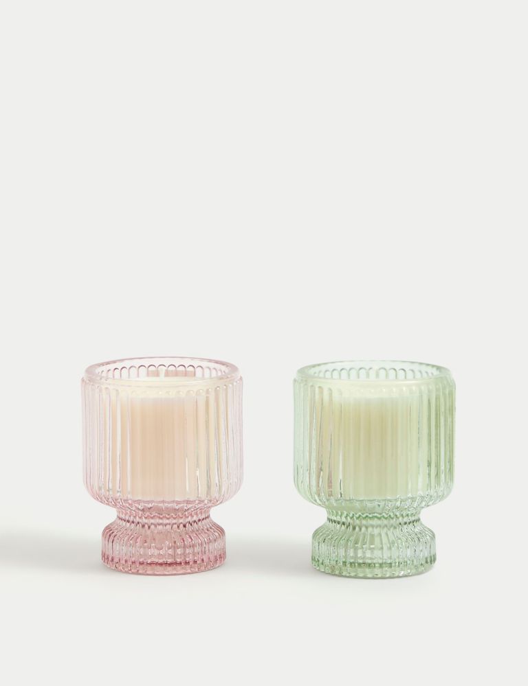 Set of 2 Ridged Glass Candles 3 of 4