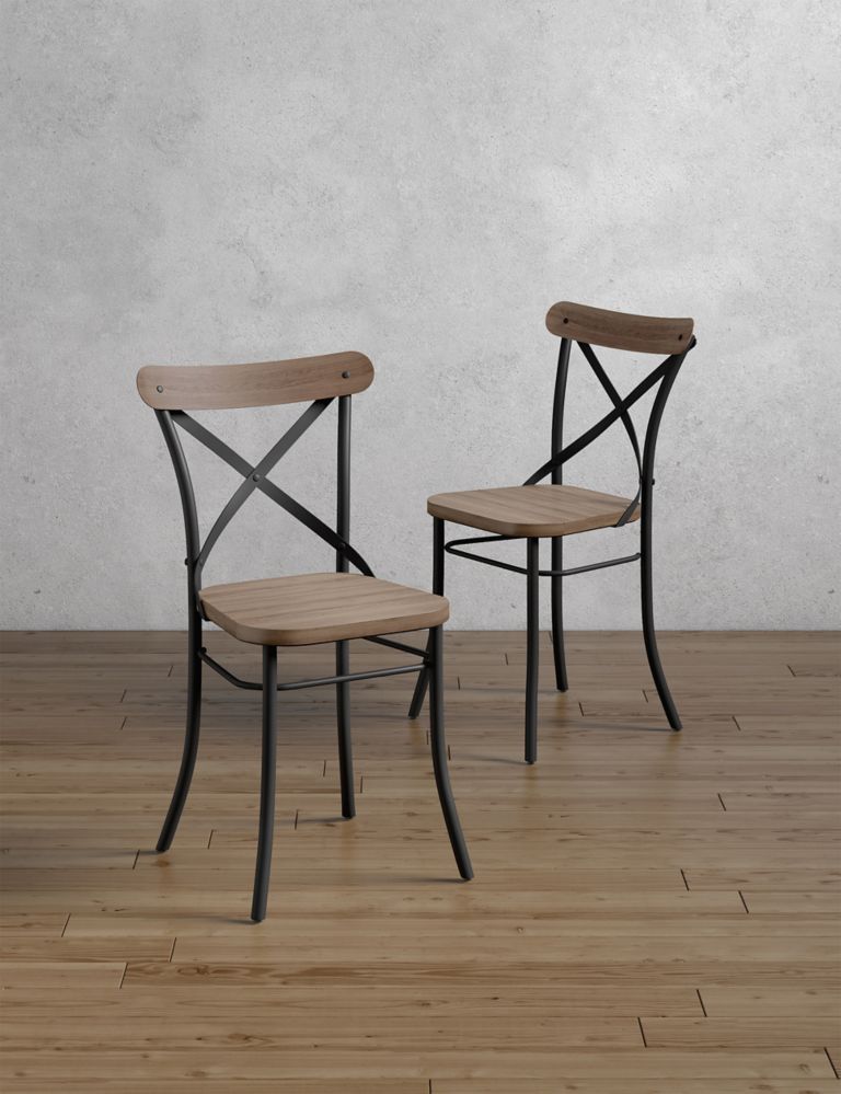 Set of 2 Sanford Parquet Dining Chairs 2 of 9