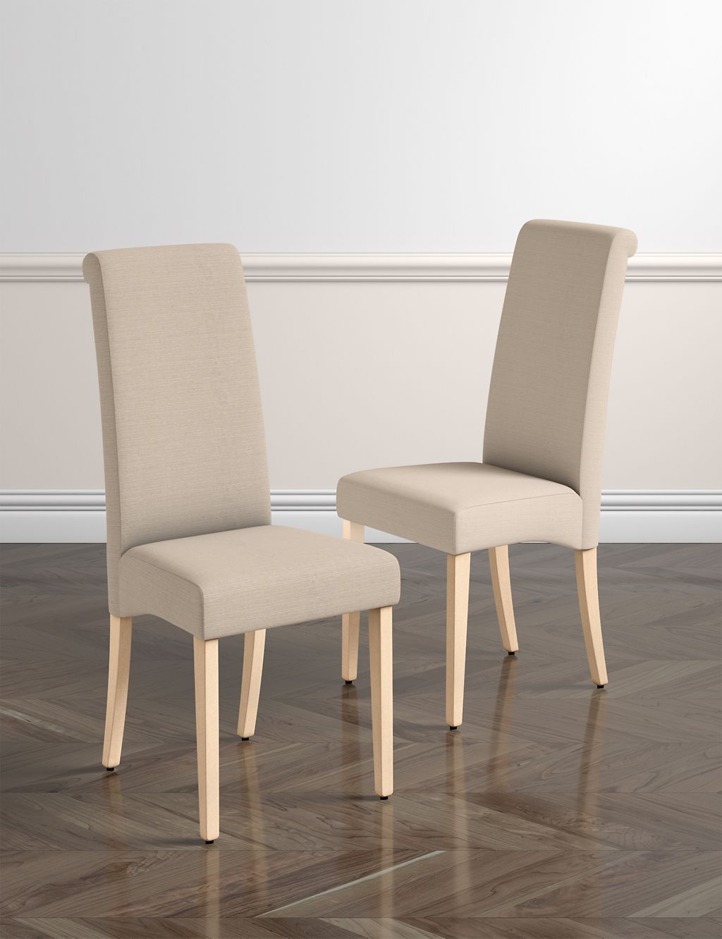 Set of 2 Scroll Back Dining Chairs 1 of 9
