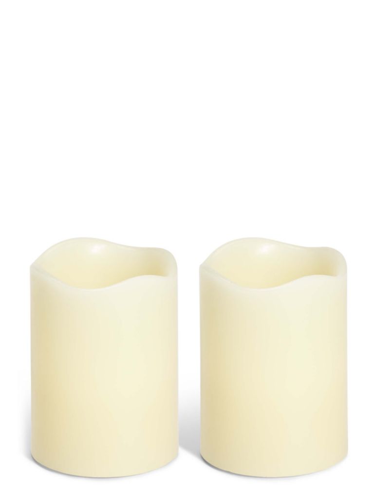 Set of 2 Short Pillar LED Candles 1 of 5