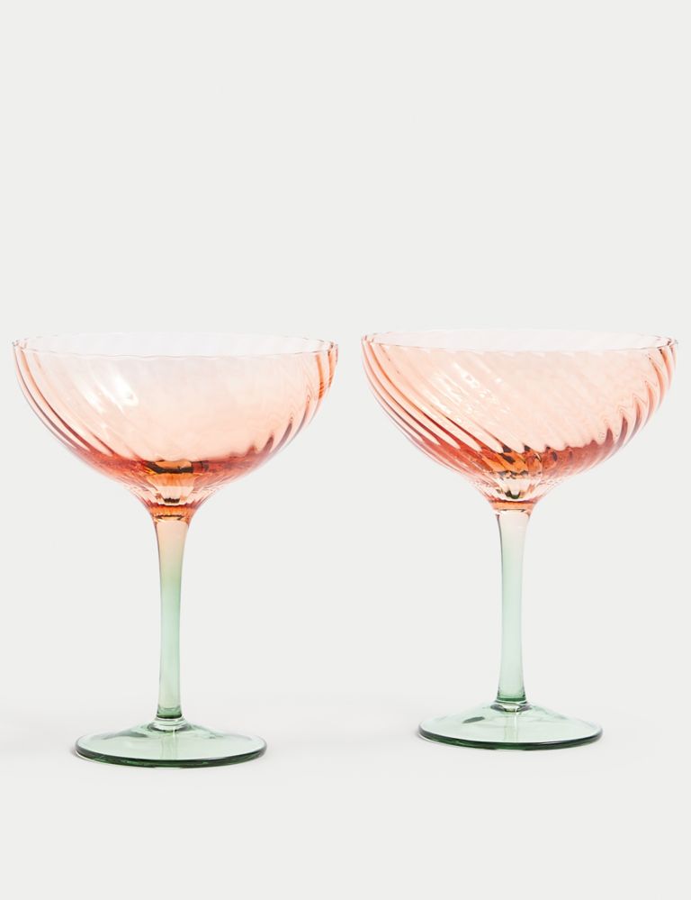 Set of 2 Two Tone Coupe Glasses 1 of 3