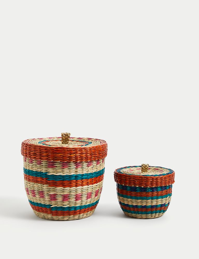 Set of 2 Woven Trinket Boxes 1 of 4