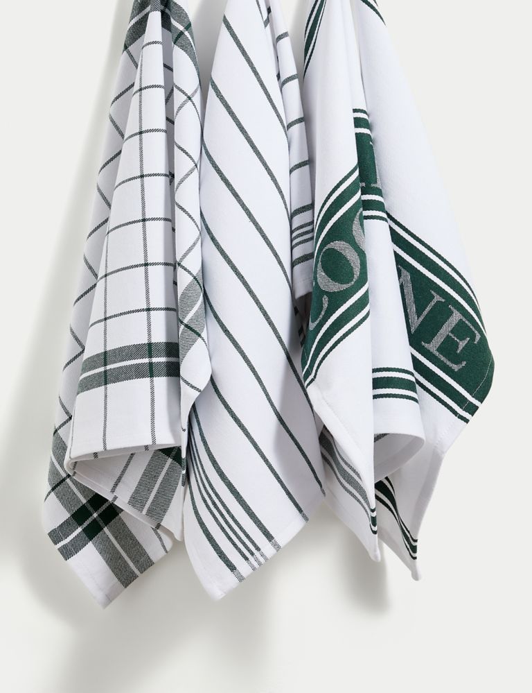 Set of 3 Cotton Rich Striped Tea Towels 3 of 4