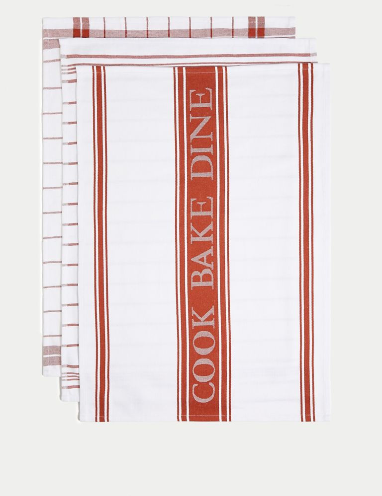 Set of 3 Cotton Rich Striped Tea Towels 1 of 4