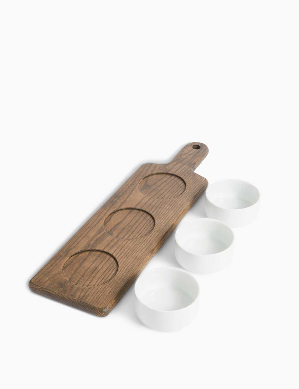 Set of 3 Dip Bowls with Wooden Platter M&S