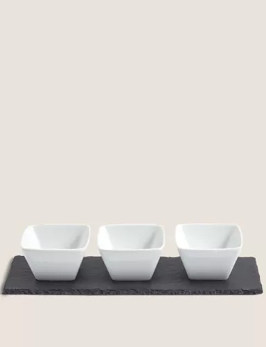 Set of 3 Tapas Bowls with Slate Platter 1 of 4