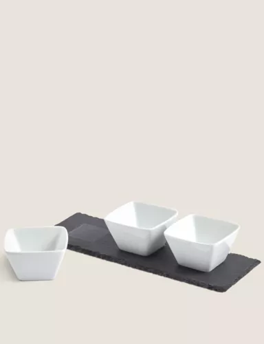 Set of 3 Tapas Bowls with Slate Platter 2 of 4