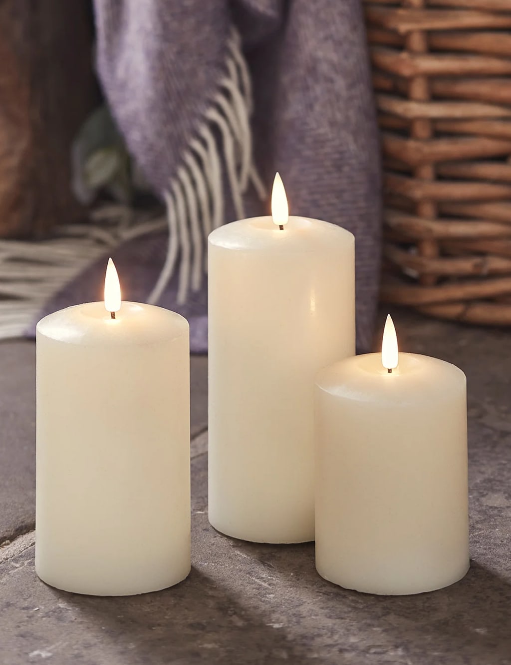Set of 3 TruGlow® Pillar LED Candles Lights4fun M&S