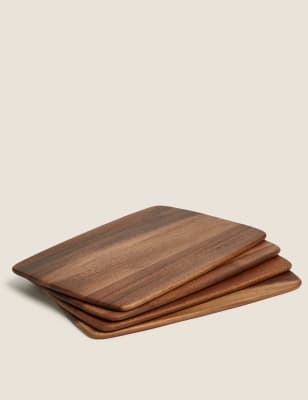 Set Of 4 Acacia Wood Placemats M S