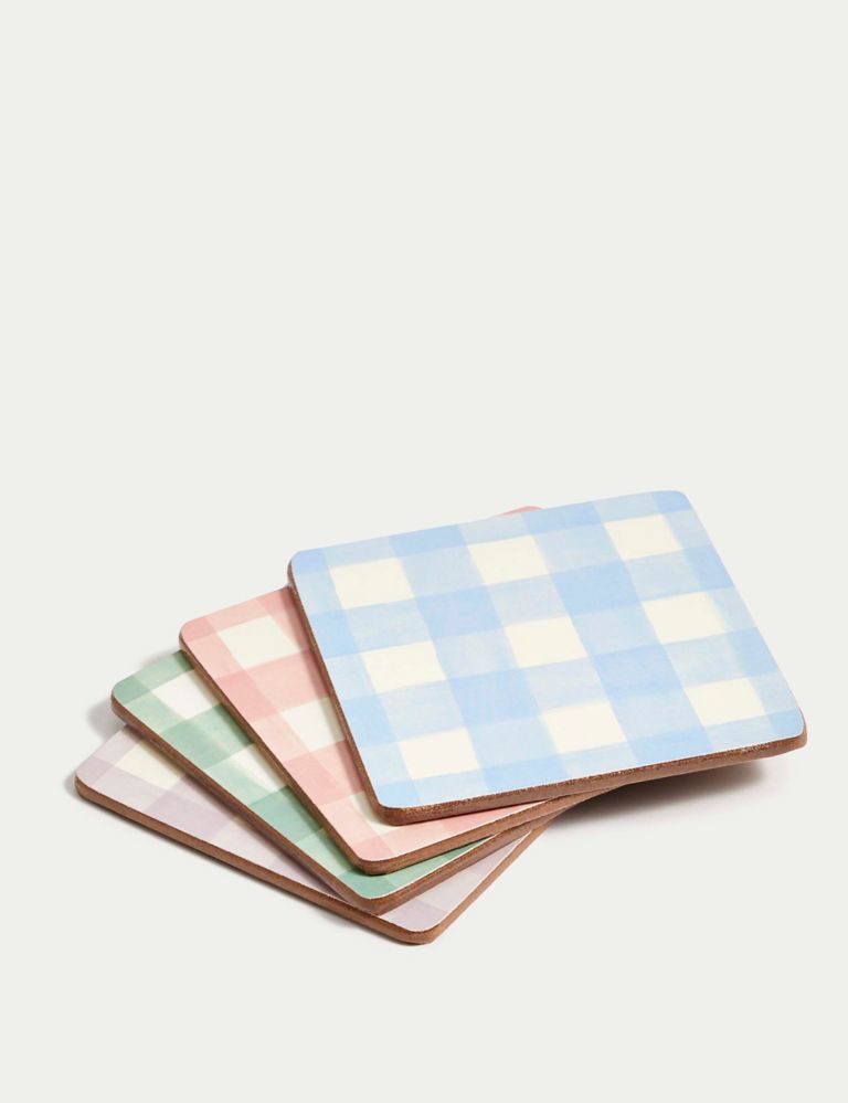 Set of 4 Checked Placemats & 4 Coasters 3 of 5