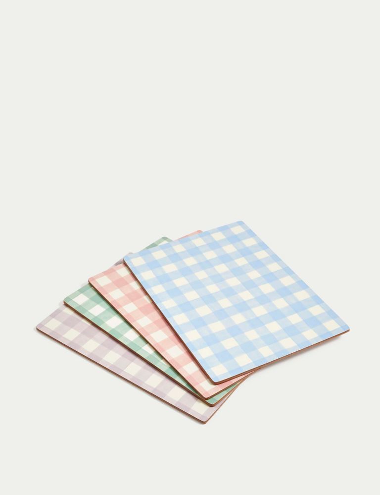 Set of 4 Checked Placemats & 4 Coasters 4 of 5