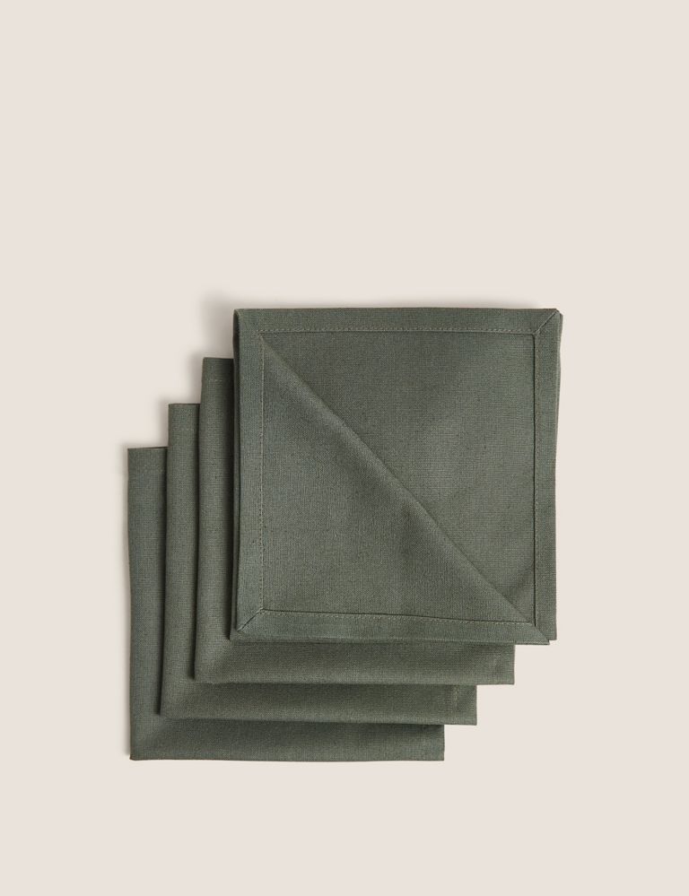 Set of 4 Cotton Rich Napkins with Linen 1 of 3