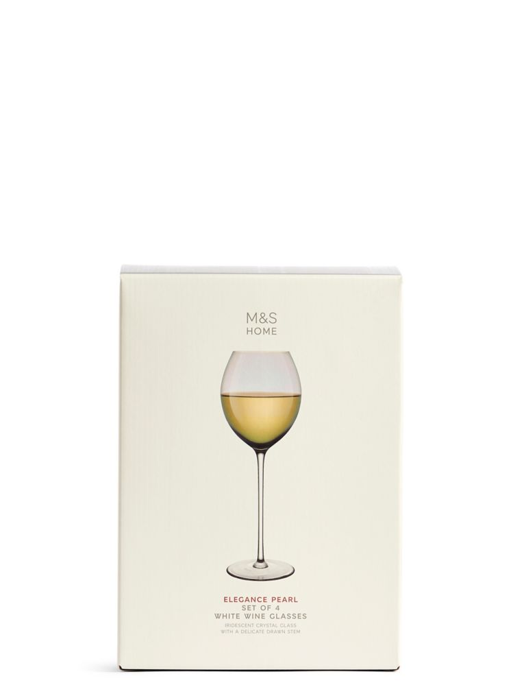 Set of 4 Elegance Pearl White Wine Glasses 3 of 3